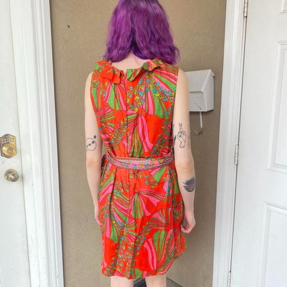 1960s Pink Green And Orange Mini Dress - Picture 4 of 4